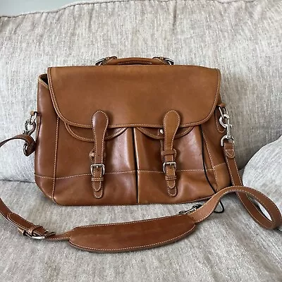 Mulholland Leather Brown Laptop Brief Messenger Shoulder Bag  • $199.99