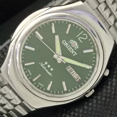 OLD ORIENT AUTOMATIC 46943 JAPAN MENS GREEN DIAL WATCH 593b-a311523-1 • $34.99