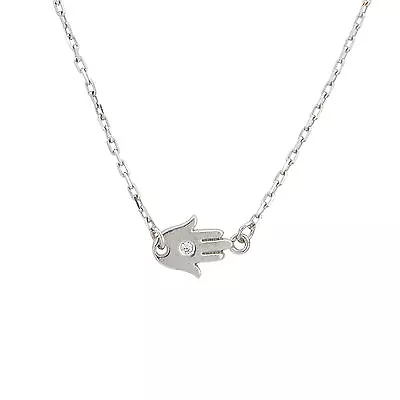 Sterling Silver Mini Hamsa Hand Of God Pendant Necklace • £24.69