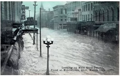 Middletown OH Postcard - Looking Up Main From Fourth 1913 Flood At Middletown • $8.99