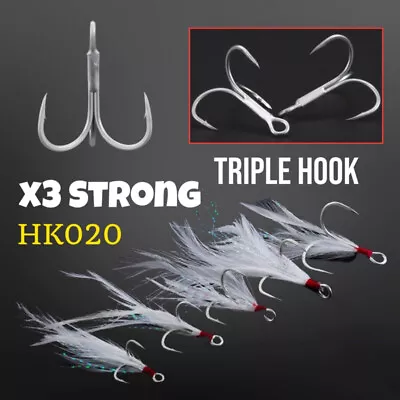 TrebleFishing Hooks With Feather Tackles Fishing Hook Fishing Accessary • $1.31