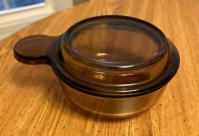 Vision Corning Ware Amber Glass Cookware Grab It V-150-B/Pyrex Lid P-150-C • $14