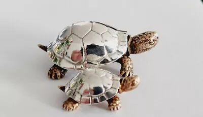 2 X Vintage Solid Silver Italian Made Miniature Turtles Pietro Sorini Rare! • £54.99