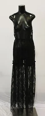 Finesse Women's Marina Lace Sheer Adjustable Maxi Cami Dress DD7 Black Large NWT • $31.19