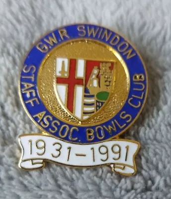 GWR SWINDON STAFF ASSOCIATION BOWLS CLUB Vintage Enamel Pin Badge Railwayana • £5.50