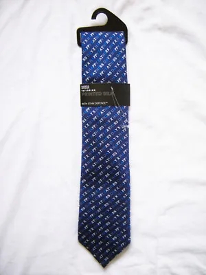 M&S Mens Pure Silk Happy Fathers Day Blue Tie - NEW - Perfect Father's Day Gift • £7.99