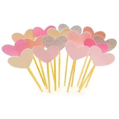 Cupcake Toppers 30Pcs Set Funny Pink Heart DIY Glitter Mini Birthday Cake • $14.70