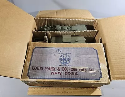 Vintage Marx Us Army 5 Piece Set Engine Tender Caboose Tank Car Missile Car • $100