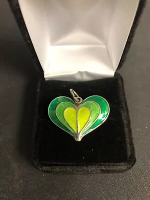 David Andersen Vintage Enameled Heart Sterling 30X22mm • $159