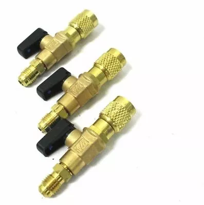 3pc HVAC A/C Straight SHUT-OFF  Ball Valve Adapter For R134a R22 R12 R410a 1/4  • $21.99