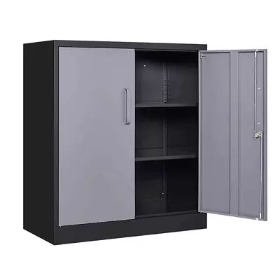 Metal Storage Cabinet With Adjustable Shelves And Locking Doors For Home Garage • $129.99