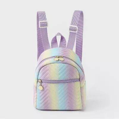 Gradient Quilted Backpack PU Travel Rucksack Fashion Mini Backpack • $17.22