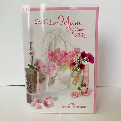 £2.19 • Buy MUM Birthday Card Flowers Pink Roses Poppy Tulip Glitter VERSE Simon Elvin