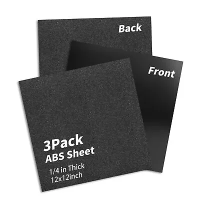 3 Pack ABS Plastic Sheet 1/4 Inch Thick 12  X 12 ABS Sheet Textured Plastic F... • $42.16