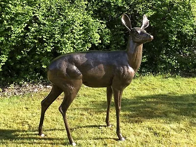 Bronze Doe In Cast Aluminium Life Size Bronze Finish Deer Doe Garden Figure • £943.66