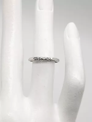 Vintage 1930s Signed 4 Diamond Platinum Wedding Band Ring • $285