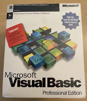 MICROSOFT Visual Basic Professional Edition  Version 4.0 Upgrade FACTORY SEALED! • $75