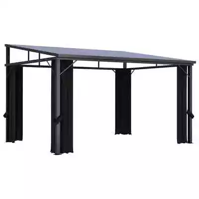 Gazebo With Curtain Anthracite Garden Canopy Shelter Party Tent Marquee VidaXL V • $1094.99