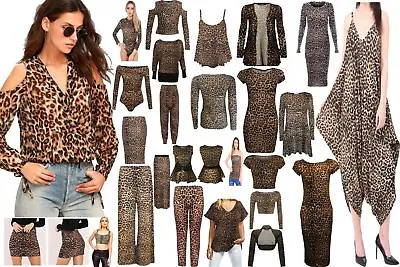 £7.49 • Buy Womens Ladies Leopard Print Swing Cami,shrug,skirt,bodysuit,legging,dress 8-26