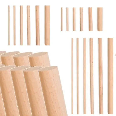 Wooden Dowels Wood Craft Sticks 4 To 20mm Thick 10 To 30cm Hardwood Cake Pins • £3.86