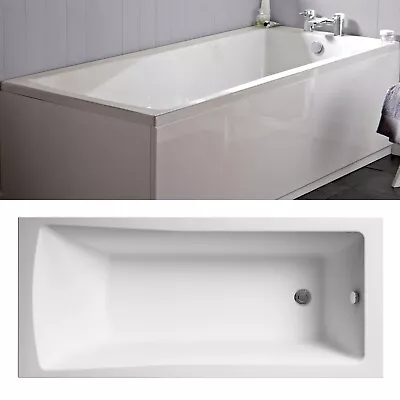 Nuie Linton Single Ended Rectangular Bath Tub White Acrylic Modern Bathroom • £219.95