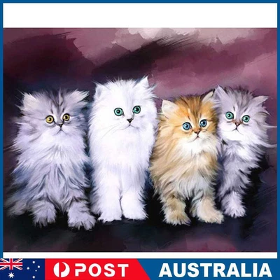 $12.29 • Buy DIY Diamond Painting Full Round Drill Cat Family Rhinestone Modern Handmade Art