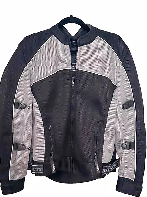 Xelement Advanced Motorcycle Gear Gray Black Mesh Zip Up Padded Jacket LG • $37