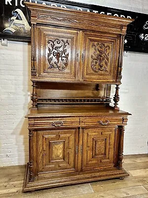 Antique French 19th Century Carved Oak  Dresser Cabinet .Free Delivery Available • £545