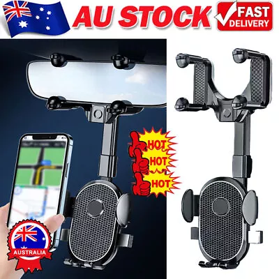 360° Rotate Rear View Mirror Car Phone Holder Cradle GPS Stand Universal Mount ~ • $5.56