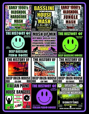 HOUSE BASSLINE SPEED GARAGE PIANO MUSIC MASH UP JUNGLE RAVE 12 DJ Mixed CD PACK • £22.50