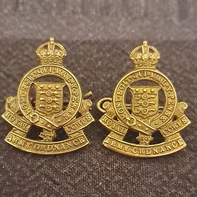 £10 • Buy Royal Army Ordnance Corps Matching Pair Of Collar Badges 1919 - 1947