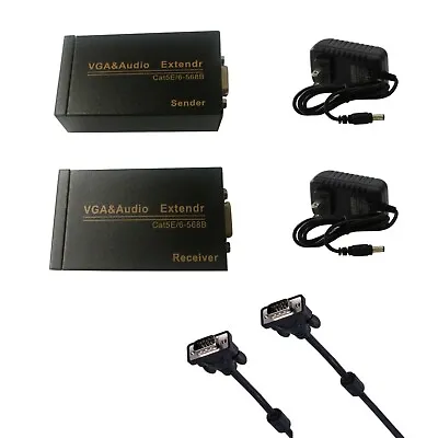 InstallerCCTV VGA Audio Extender Transmit Video Over Cat5E Cat6 Ethernet Cable • $40.84