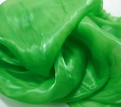 K115 PER YARD Bright Green Mirror Organza Sheer Fabric Dress/Decorative Material • $4.39