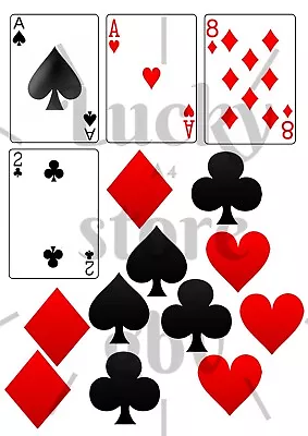 PLAYING CARDS THEME BIRTHDAY PARTY EDIBLE CAKE TOPPER A4 Icing Sheet • £6