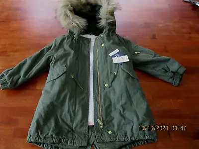 NWT $108 Baby Gap Girls Coat 3 In 1 Army Green Parka 3 YEARS TODDLER • $29.50