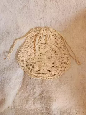 Vintage Crocheted Drawstring Purse • $15