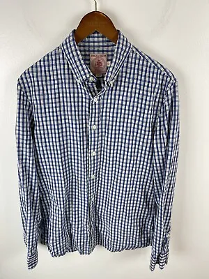 J. Press Men's Button Down Casual Short Sleeve Shirt Lightweight Cotton Plaid M • $25