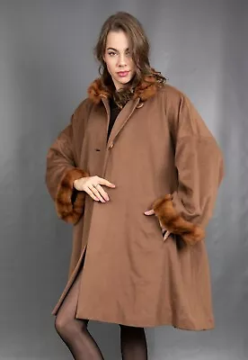 3351 Super Chic Wool Cashmere Coat Fur Swinger Russian Sable Beautiful Size 3xl • £0.79