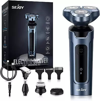 SEJOY 5In1 Electric Razor 3D Electric Shavers For Men IPX7 Rotary Cordless • $19.99