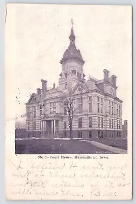 Sepia View~Marshalltown Iowa Court House Bldg~Stands Tall~Dome Topped~PM 1906 PC • $3