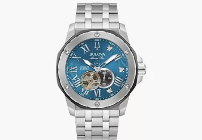 Bulova Automatic Marine Star Marc Anthony Blue Dial Diamond Mens Watch 98D184 • $590