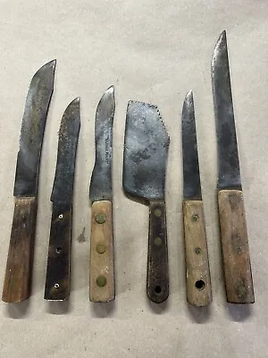 Vintage Butcher Kitchen Cleaver & Knives Ontario Shapleighs Hammer  Forged • $30