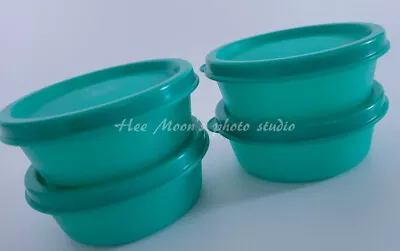 4 NEW TUPPERWARE SHEERED CARIBBEAN BLUE 2OZ MINI CONTAINERS Very Adorable.#1 • $8.99