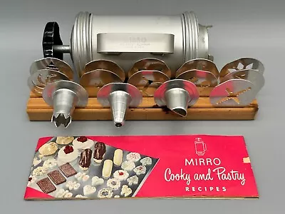 Vintage Aluminum MIRRO Cookie Pastry Press Decorator 11 Discs 3 Tips Book! • $39.99