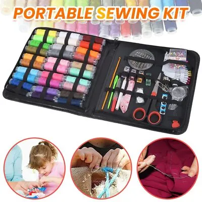 206pc Large Portable Sewing Kit Home Travel Case Needles Thread Scissors Set Box • £8.89