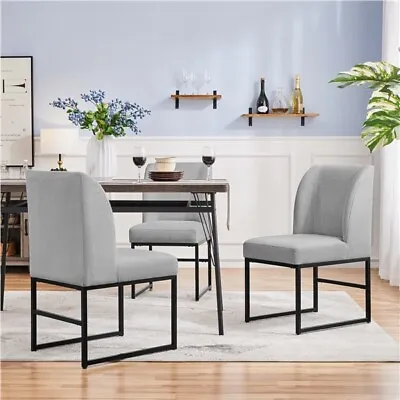 Modern Dining Chairs Upholstered Dining Room Chair Armless Side Chair Light Grey • £69.99