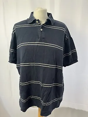 T-shirt Nautica Size M Blue Striped Cotton Short Sleeve Collar Mens • £4.99