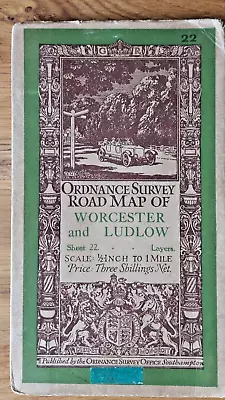 Ordnance Survey Half Inch Layered Map Of Worcester & Ludlow Sheet 22. 1914 • £2.40