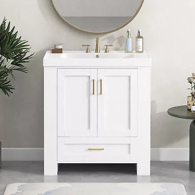 30  Resin Sink Bathroom Vanity Stand Bathroom Cabinet With Double-sided Shelves • $425