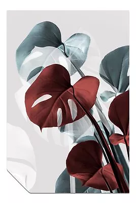 Red & Green Still Life Monstera Leaves Artistic Poster Wall Art Home Decor • £9